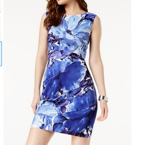 Connected Apparel Floral Print Tiered Sheath Dress - Picture 1 of 9
